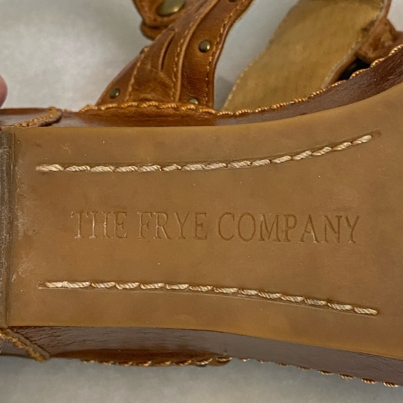 Frye LEATHER Sandals-Ivy O Ring Sling -Size 9 -Wedge - Picture 12 of 15